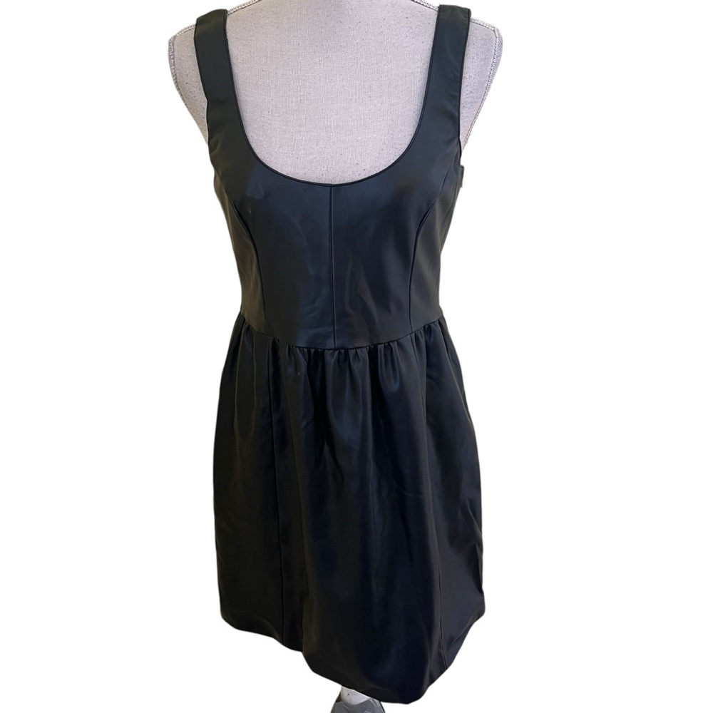 bar III Black Faux Leather Sleeveless Fit and Flare Dress M